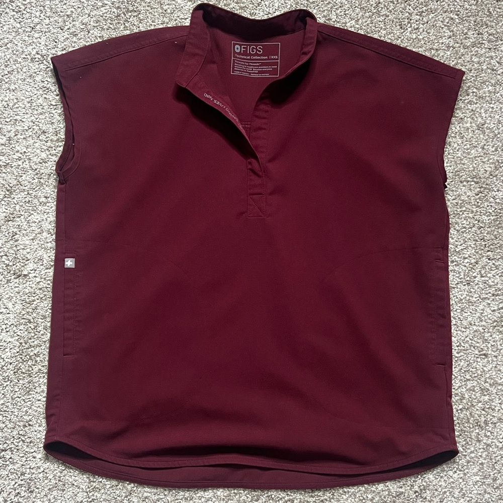 Figs Maroon Rafaela Top XXS